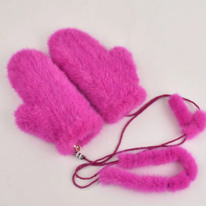 women real mink fur Gloves lovely ladies genuine mink fur Elasticity gloves warm gloves knitted mink