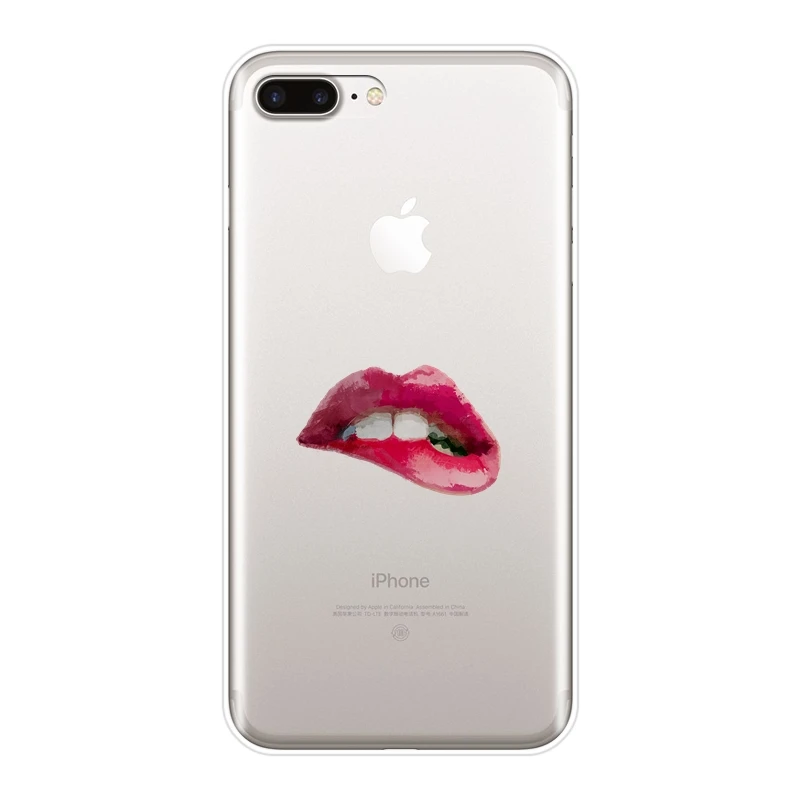 Силиконовый чехол для телефона iPhone 6 S 7 8 X XR XS Max Сексуальная Красная губная помада