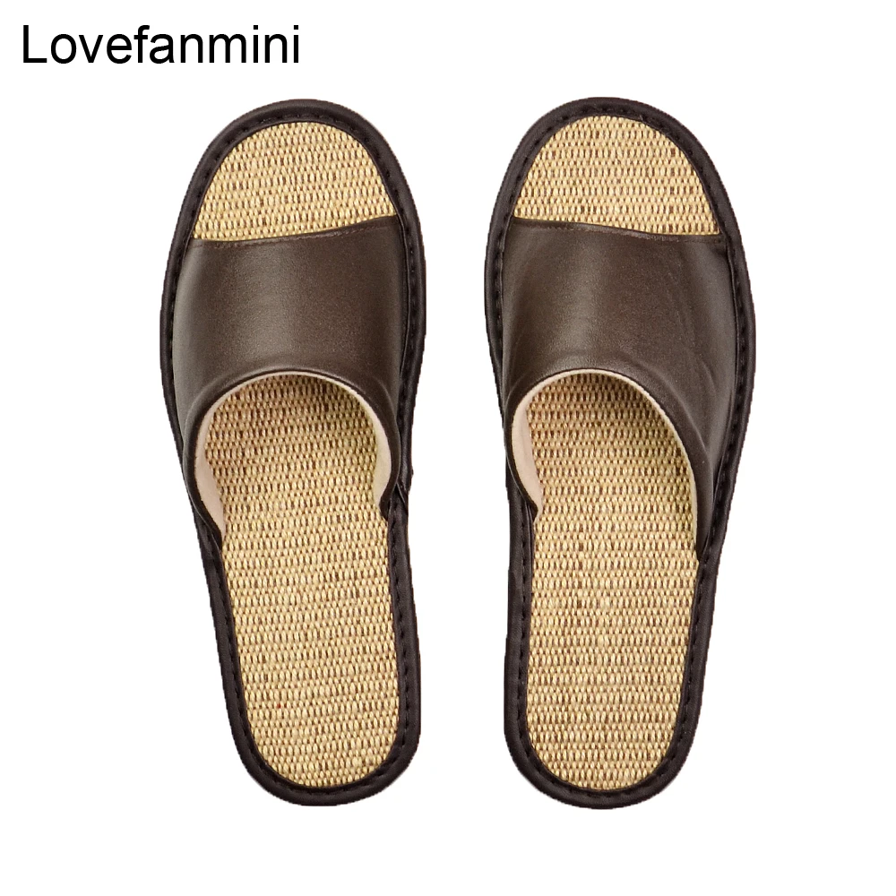 

Genuine Sheepskin Leather slippers couple indoor non-slip men women home fashion casual single shoes TPRsoft soles spring summer