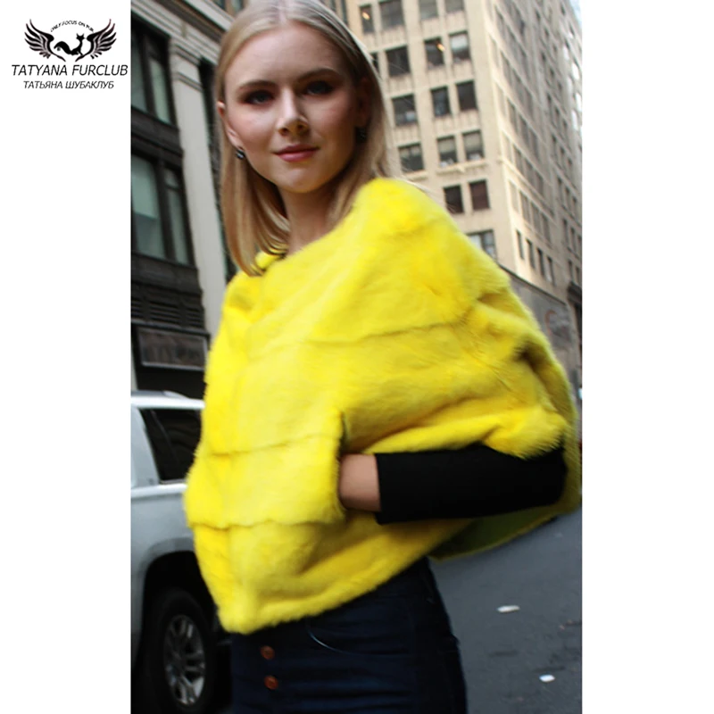 

Tatyana Furclub New Short Style Natural Real Mink Fur Cape Whole Skin Genuine Mink Fur Female Coat Luxury Fur Coat Top quality