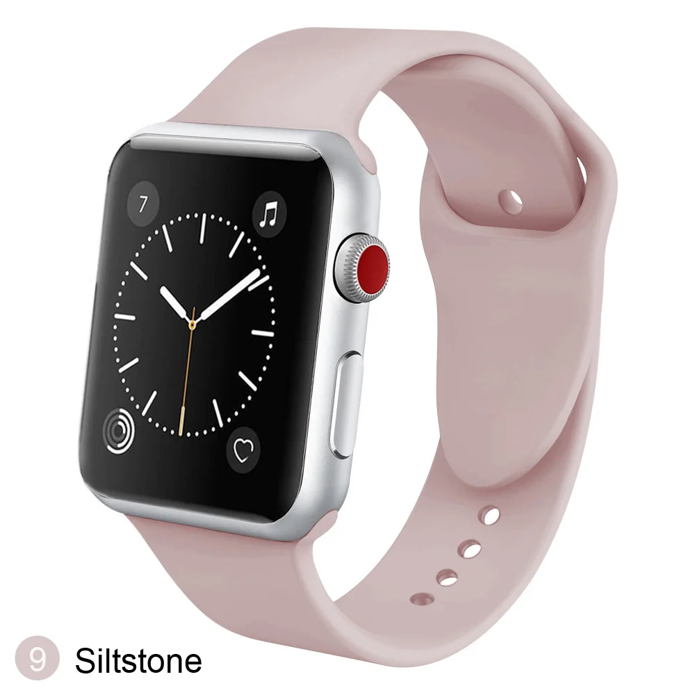 9 Спортивный силиконовый ремешок для наручных часов iWatch 1/2/3/4 ремешки для Apple Watch 38 мм, 40 мм, 42 мм, длина-44 мм, ремешок для смарт-часов браслет для Для женщин Для мужчин - Цвет ремешка: 9