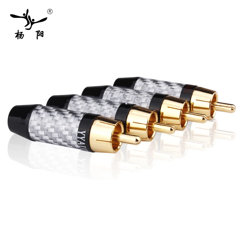 Hi-Fi разъемы RCA 4 шт. высококачественные Позолоченные из углеродного волокна 24k