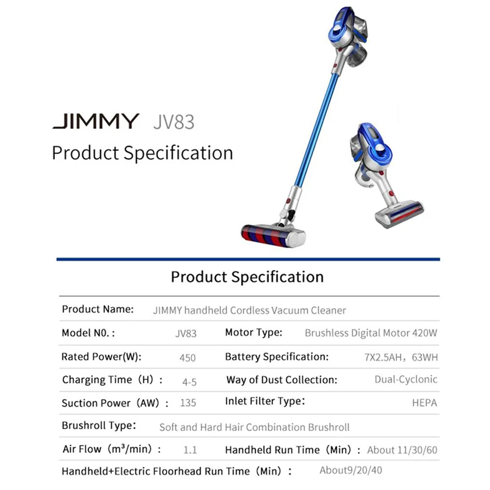 [Free Duty] Xiaomi JIMMY JV83 пылесос JV83 беспроводной ручной пылесос 20kPa VS JIMMY JV51