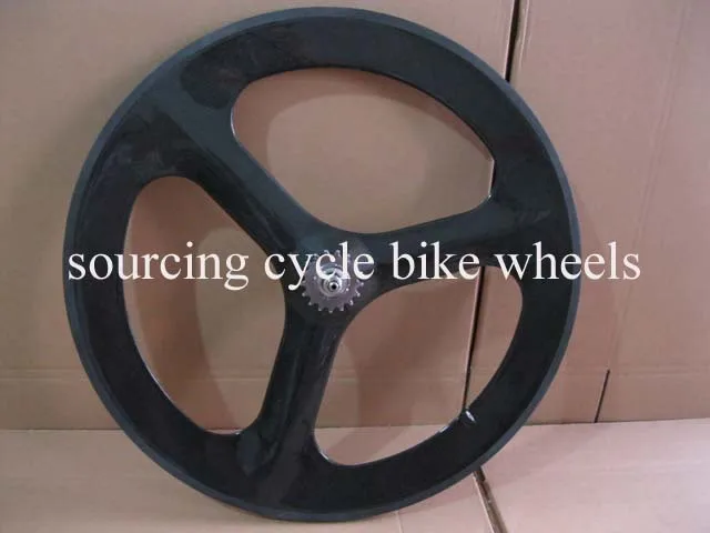 700c full carbon fiber tri spoke rear wheel 70mm tubular track bike |