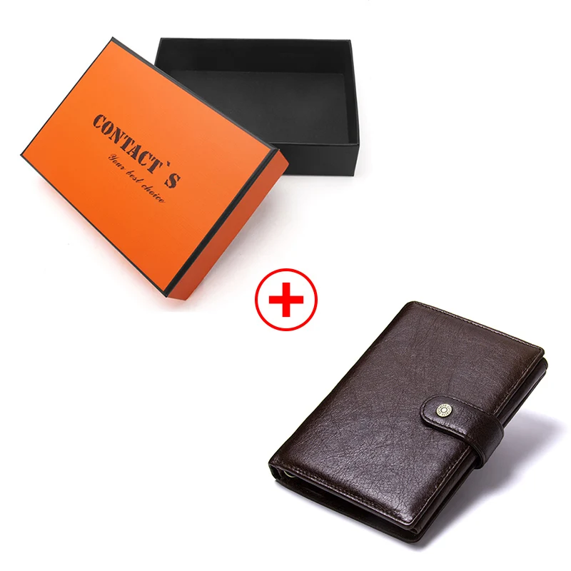 Coffee Box Винтажный Мужской кошелек из натуральной кожи, органайзер с застежкой, кошельки из воловьей кожи, дизайнерский фирменный мужской кошелек для кредитных карт - Цвет: Coffee Box