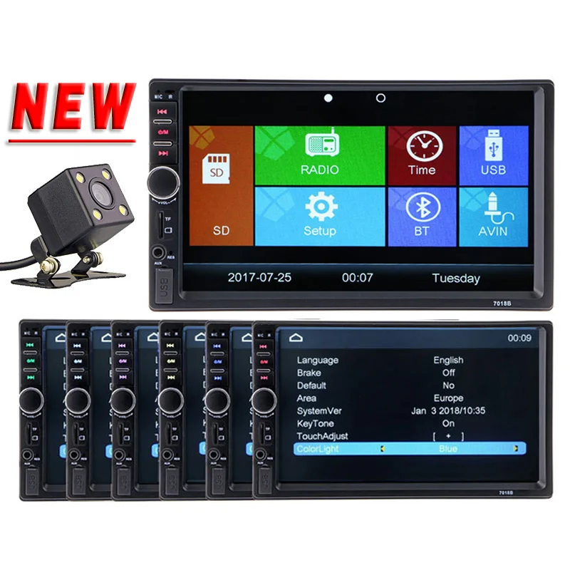 2 Din Автомобильный Радио Видео плеер 7 ''HD Bluetooth заднего вида Стерео FM MP3 MP4 MP5 Аудио USB AUX Авто Электроника Авторадио 7018B