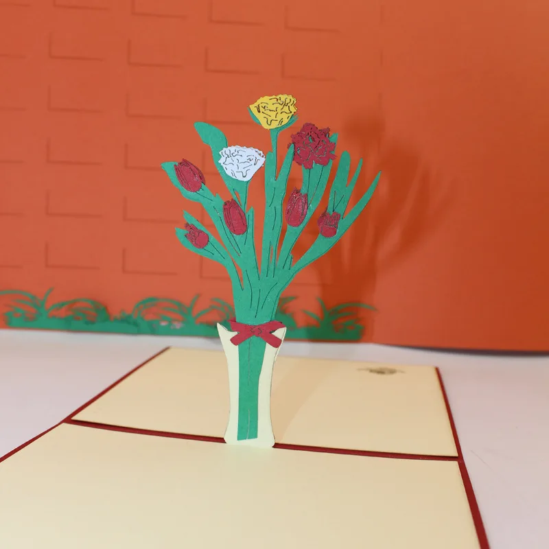 (10 шт./лот) бренд leiso новый дизайн теплые сладкие гвоздики День матери карты 3D Pop Up