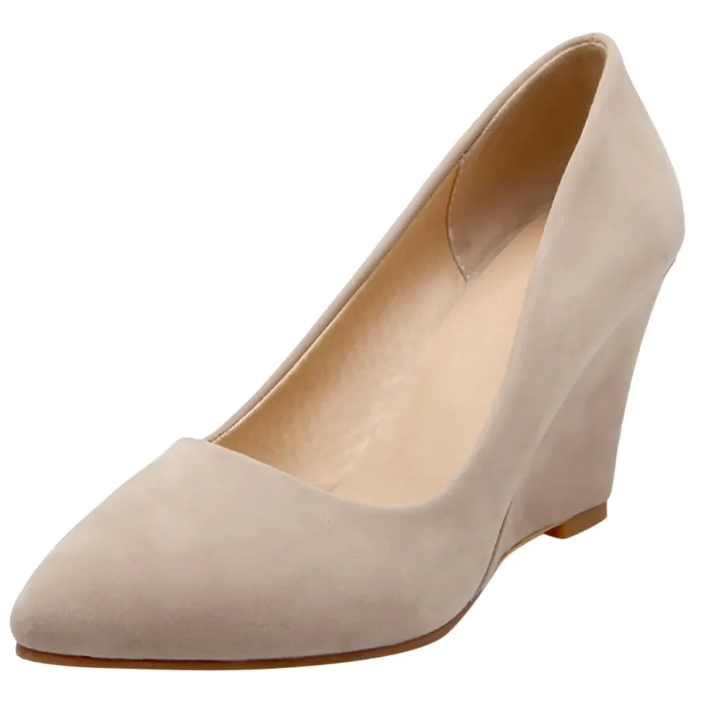 Бежевый Women Color Business Suit Office Shoes Ladies Pump Wedged Shoes Work Casual Single Shoes Elegant Square Heel Office Shoes - Цвет: Бежевый
