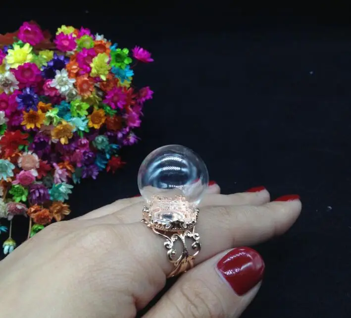 

5 компл./Лот, 20*15 мм, пустой стеклянный купол, шар, розовое золото, медальон, цветочное кольцо, набор колец для флаконов, стеклянное кольцо, фот...