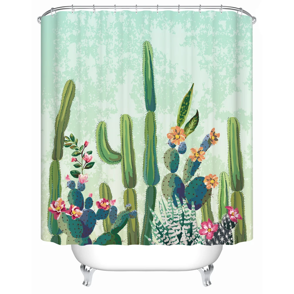 Прямая поставка кактус печать занавески для душа водонепроницаемый Mildewproof