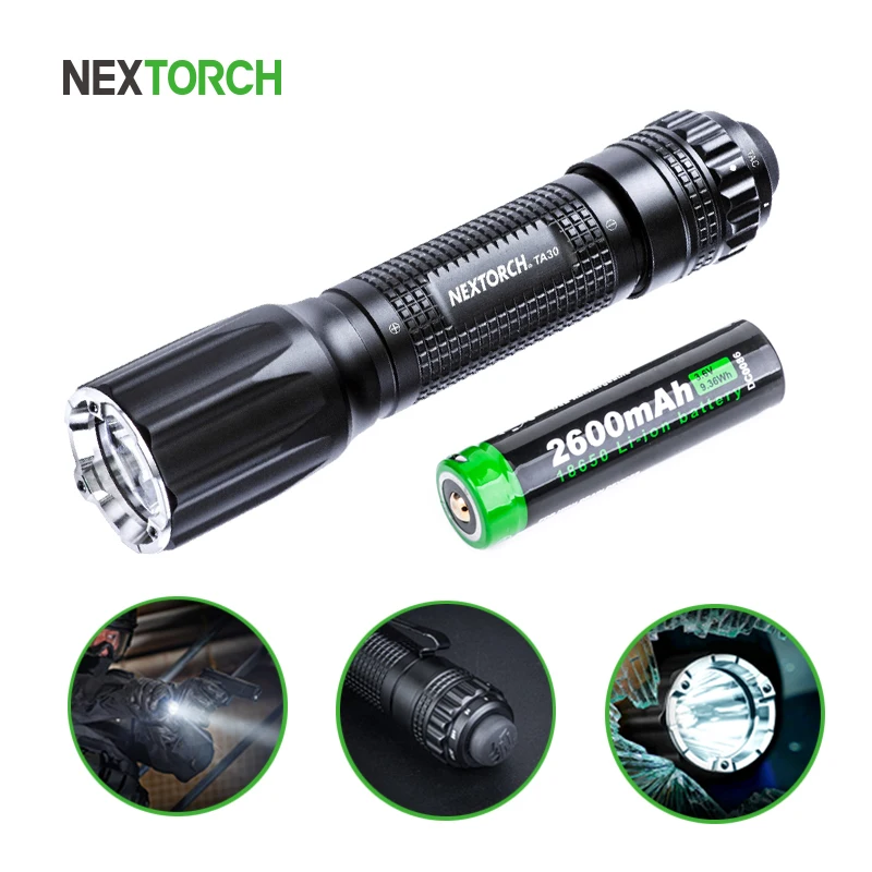 Фонарь тактический LED NEXTORCH 1300 люмен, аккумулятор 18650, сверхяркий, водонепроницаемый, для военных и полиции.
