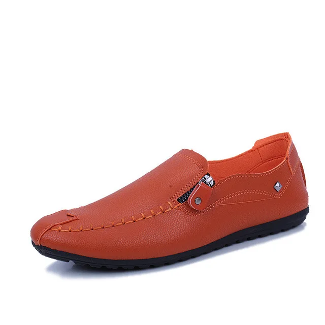 Ake Sia Men's Male Fashion Zipper Casual PU Leather Loafers Hombre Zapatos Driver Comfort Flat Lazy Moccasins Slip-On Shoes A166 | Обувь