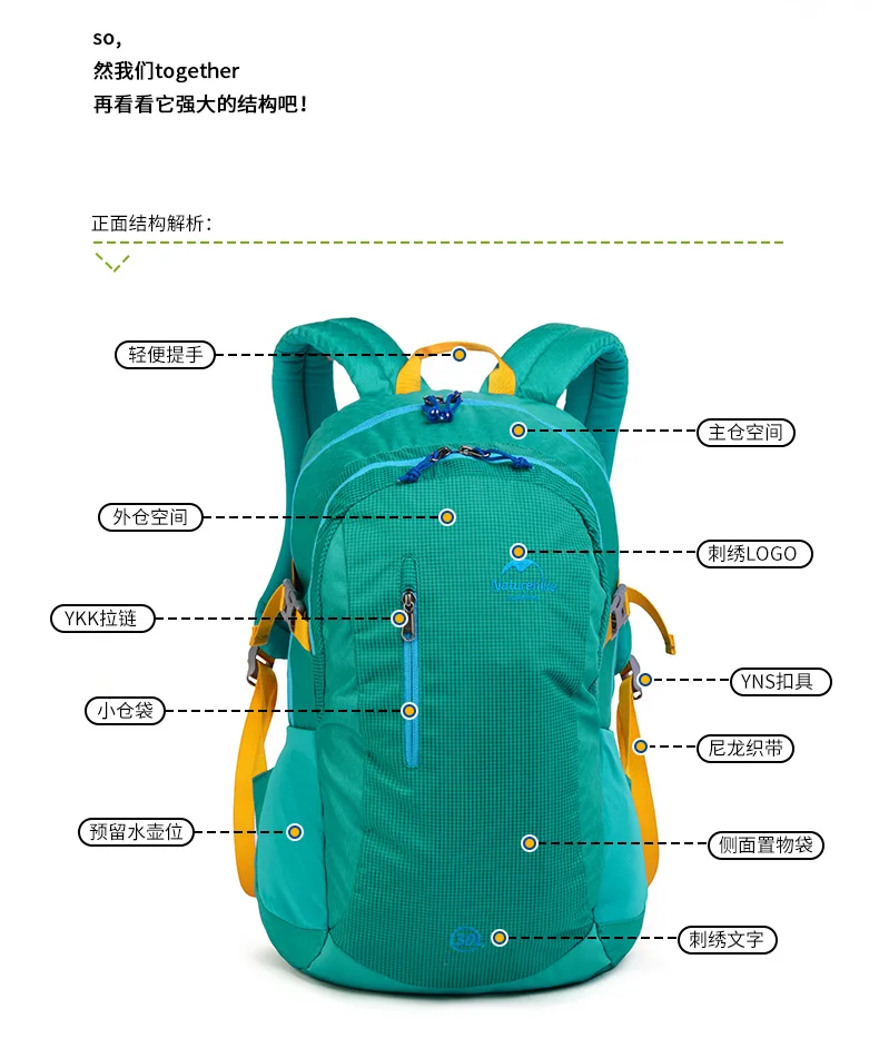 30 л походный рюкзак Naturehike, походный рюкзак для мужчин и женщин, школьная сумка