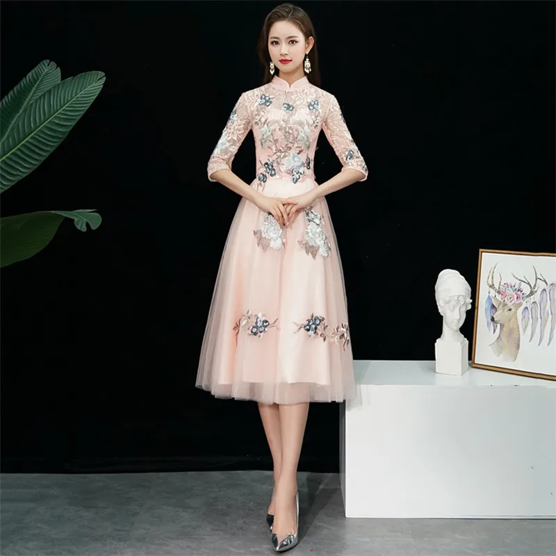 Вечернее светильник с вышивкой в Корейском стиле светло-розовые элегантные