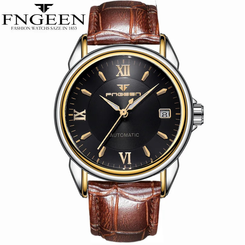 

FNGEEN New Fashion Top Luxury Brand Watches Men's Mechanical Watches Stainless Steel Clock Male Automatic Date Relogio Masculino