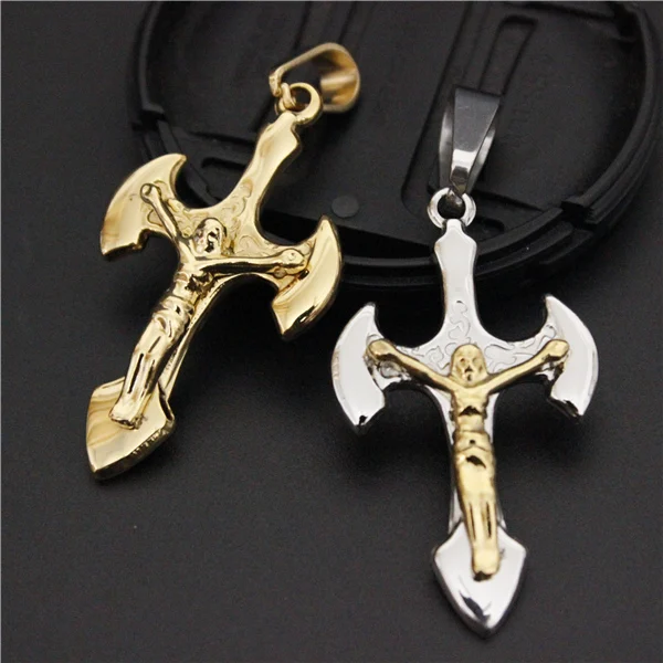 11 г Мини Золотой 2-слойный женский топор мужской кулон с Иисусом крутой Иисус Бог