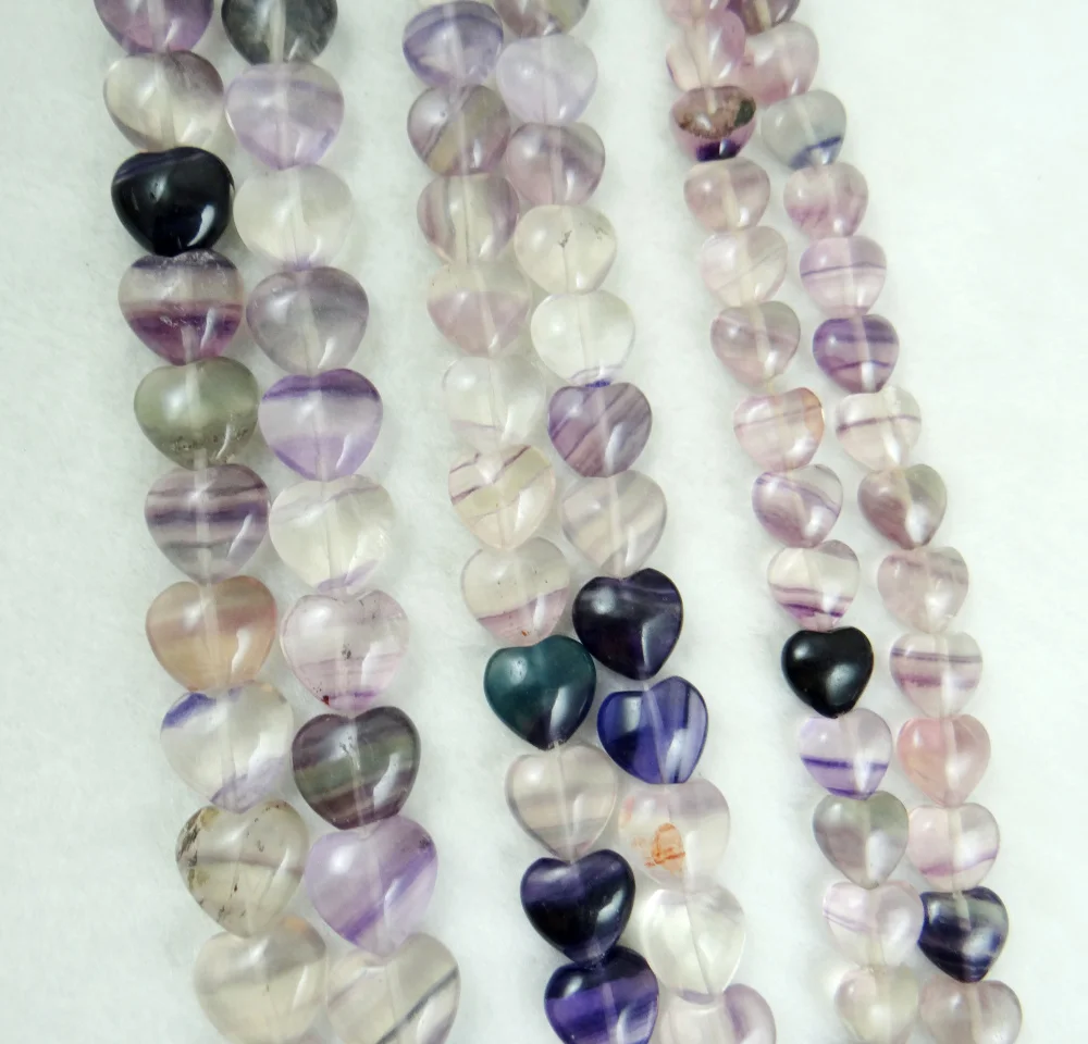 Бусины из натурального камня в форме сердца флюорит для изготовления ожерелья