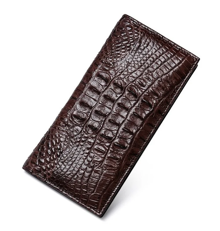 style 2 brown Мужской черный костюм из натуральной кожи аллигатора, Роскошный кошелек из натуральной кожи, дизайнерские классические деловые мужские модные повседневные кошельки - Цвет: style 2 brown