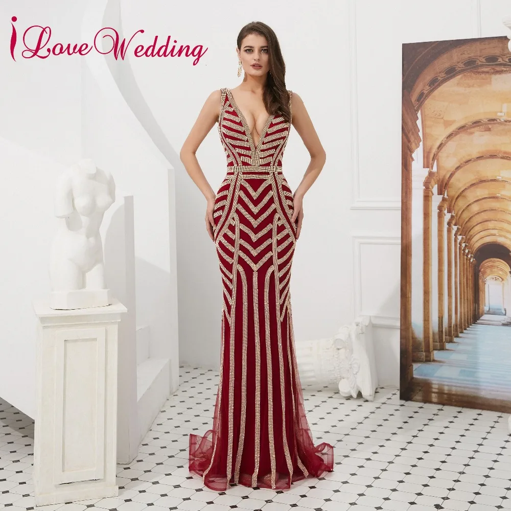 ILoveWedding Великолепная V образным вырезом выходные платья без рукавов платье де