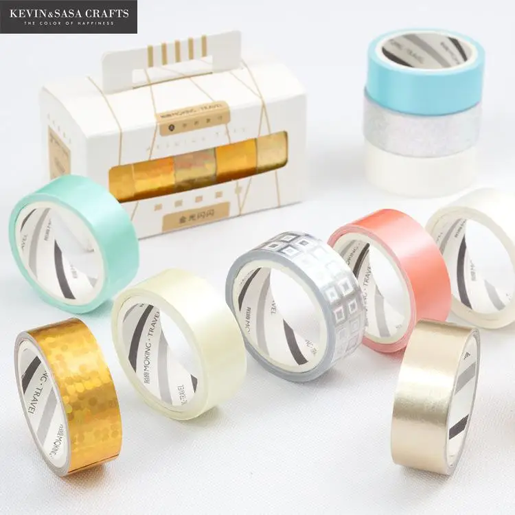 5rolls/ комплект Фольга васи ленты качество канцелярские Diy Скрапбукинг фотоальбом Школьные Инструменты каваи записки Бумага наклейки подарок
