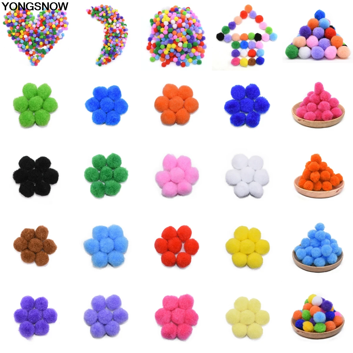 YONGSNOW 25 мм/20 мм 100-500 шт круглые мягкие Pom плюшевые шары для дома DIY поделки