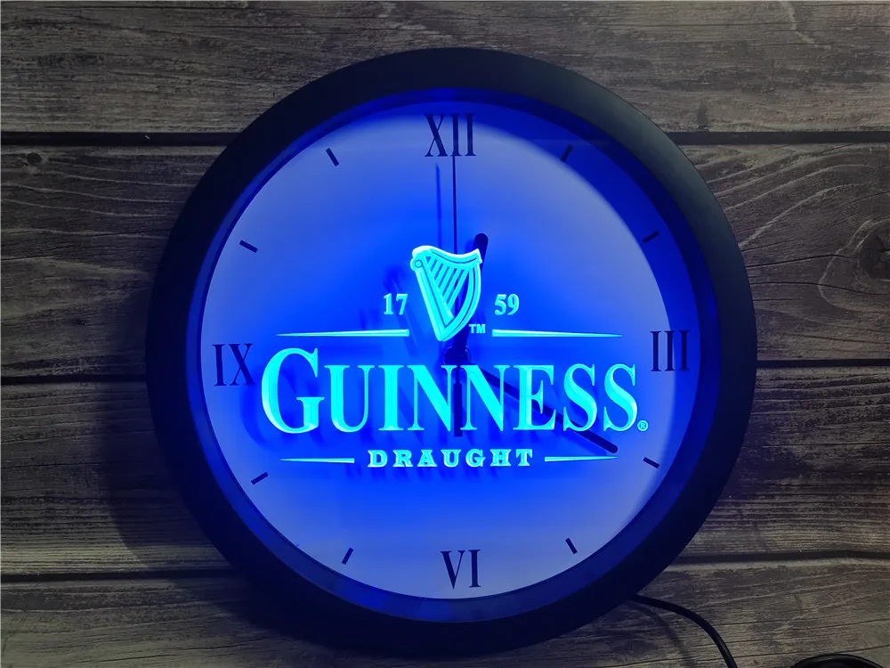

Винтажные логотипы Guinness, приложение для пивного бара, RGB 5050, светодиодные неоновые световые знаки, настенные часы