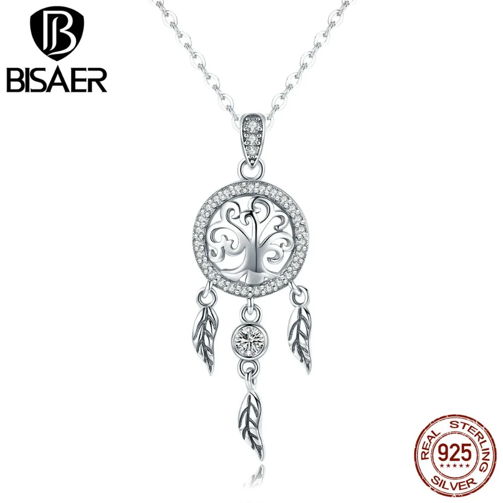 BISAER серебро 925 пробы винтажное Ловец снов семейное дерево колье с кулонами из