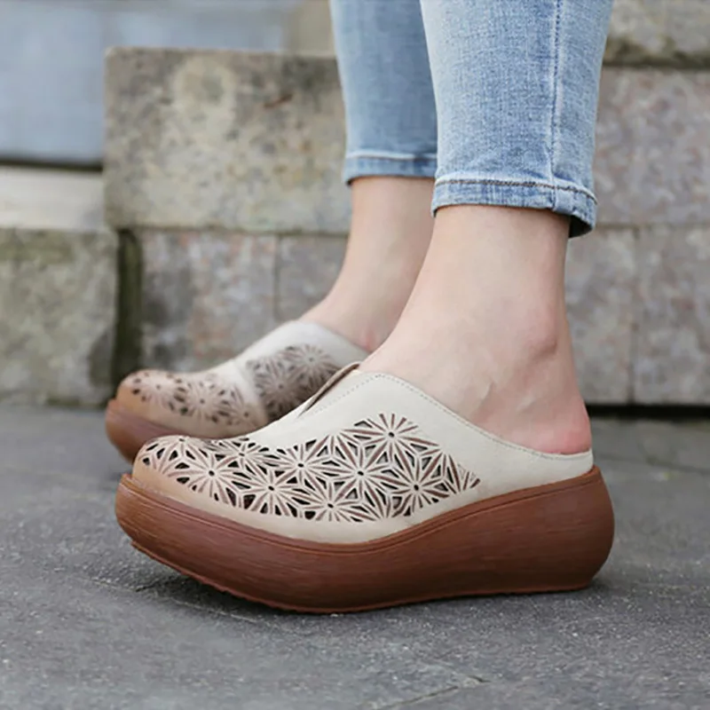 Трендовые летние женские тапочки из Баотоу кожи в стиле ретро открытые обувь для