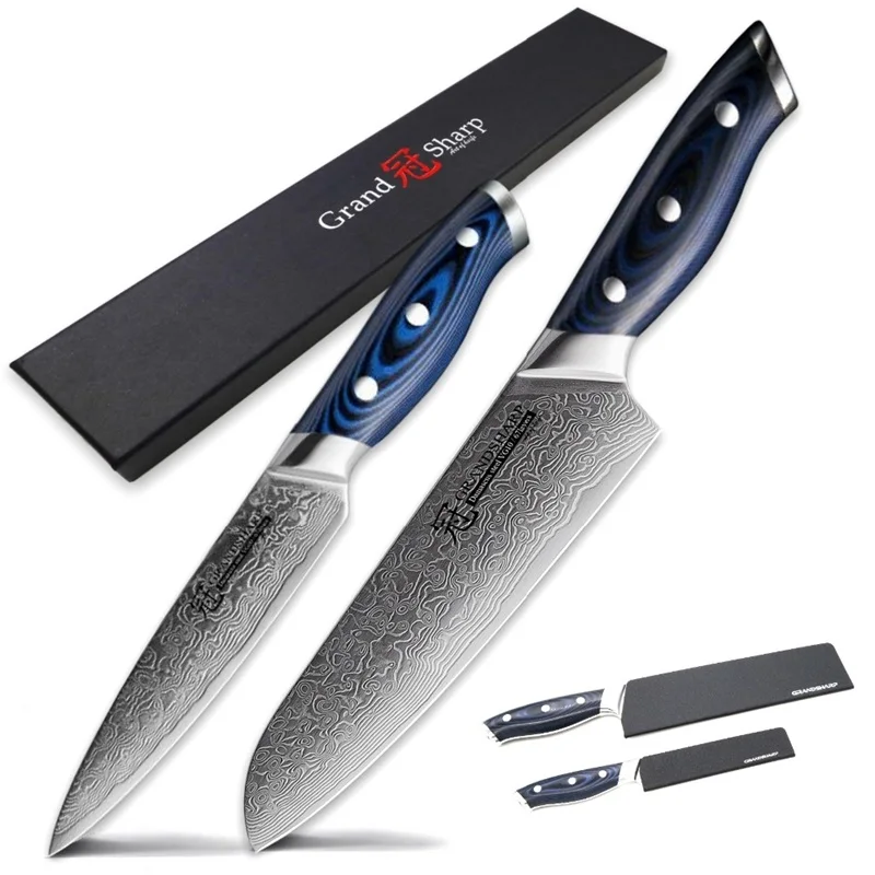 Grandsharp 2 шт набор ножей из дамасской стали Дамасская японская нержавеющая сталь VG10