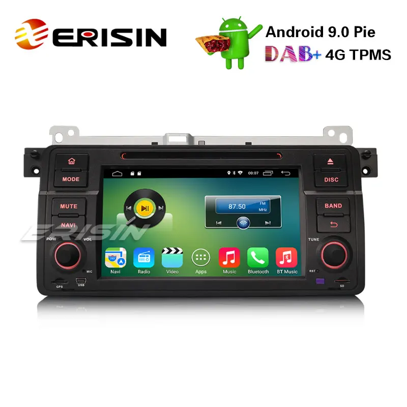 Erisin ES3546B 1 Din 7 дюймов Автомобильный dvd плеер Android 9 0 автомобильный стерео GPS Satnav DAB + 4G