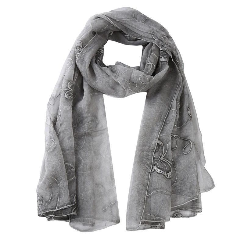 Модные женские шали с вышивкой Длинный мягкий шарф Дамская шаль мягкие шарфы