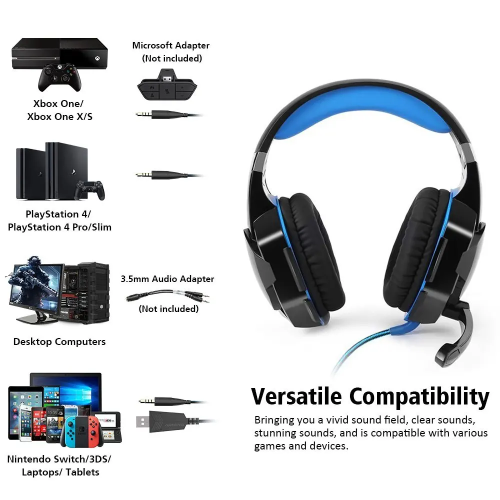 KOTION каждая серия игровая гарнитура G2000/G2100/G2200/G4000/G9000 глубокий бас стерео наушники с микрофоном 2,2 м проводные наушники для ПК