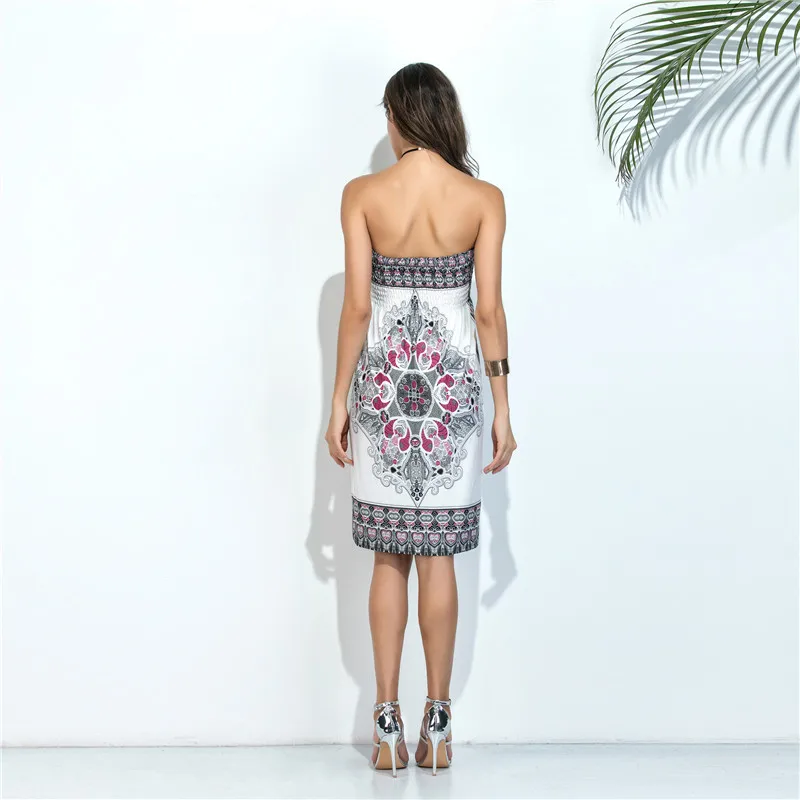 Женское пляжное платье Boho летнее Клубное макси с открытыми плечами туника