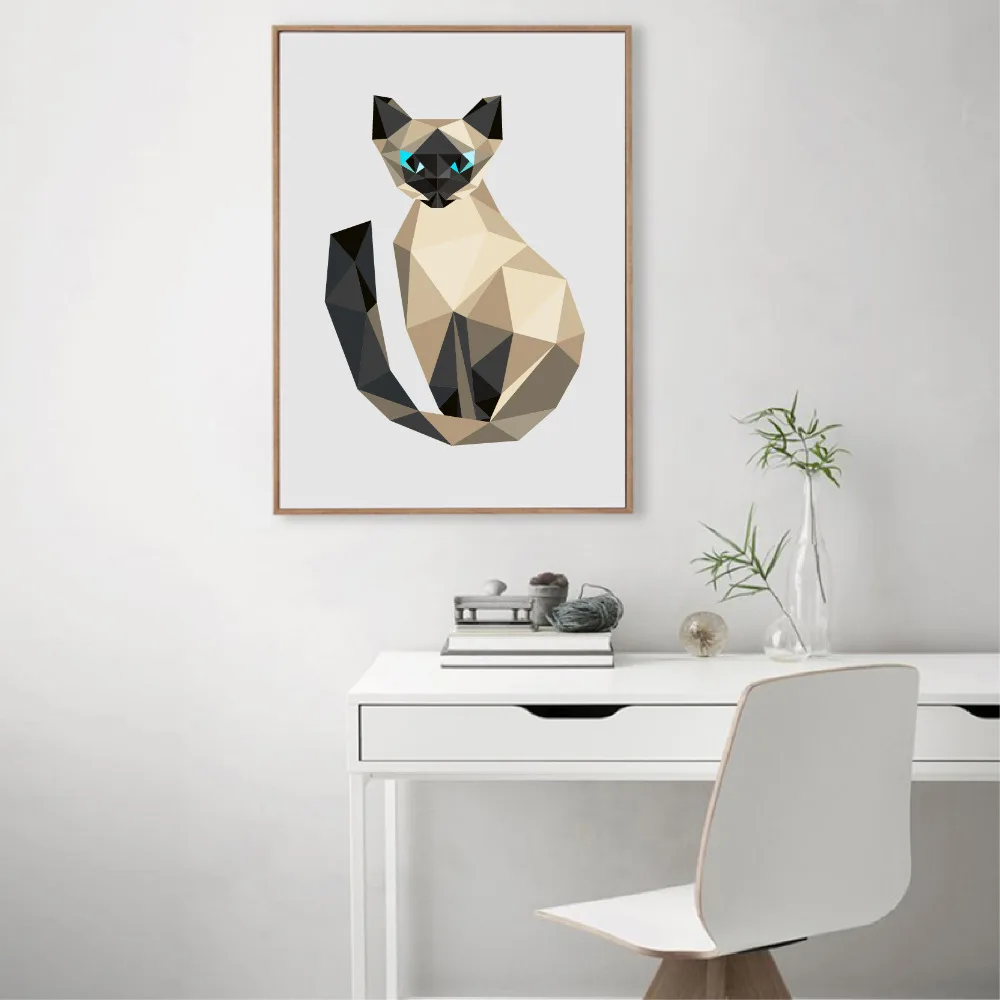 Треугольная многоугольная стильня сиамский котенок Художественная печать