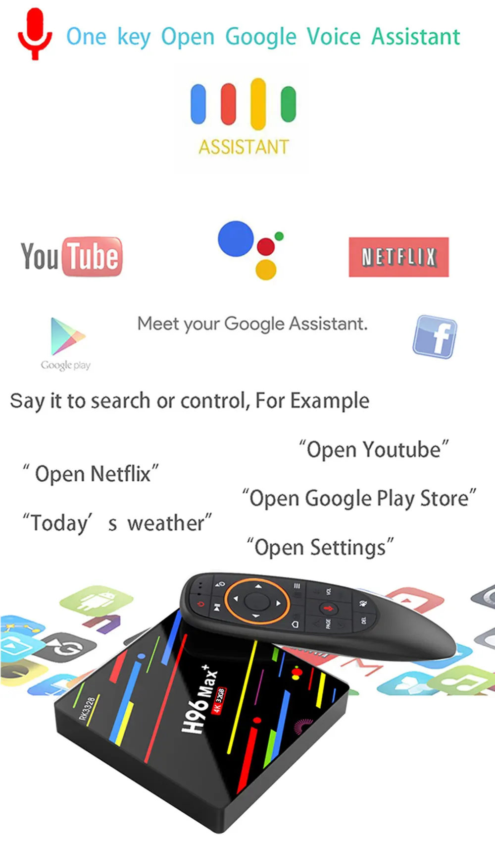 caja de tv inteligente Android 8,1 4 Гб 32 Гб Rockchip RK3328 1080 p H.265 4 K de Netflix, Youtube WiFi android tv Set Top