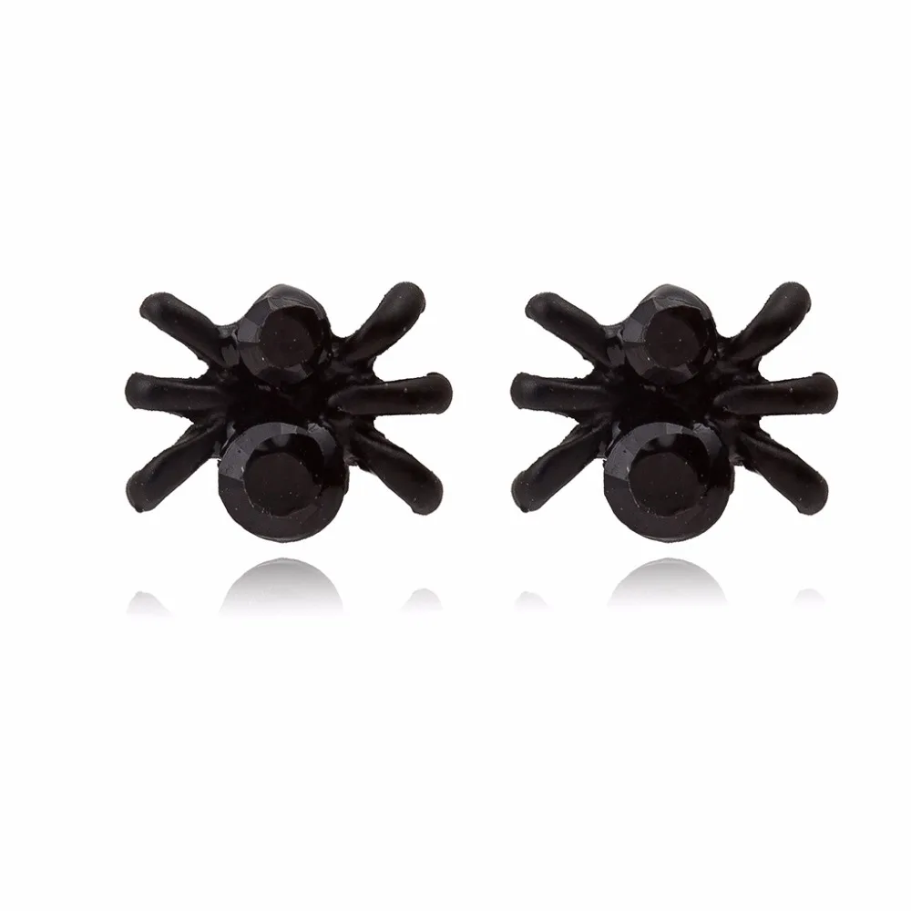 

Little Black Crystal Small Spider Insect Women Stud Earrings