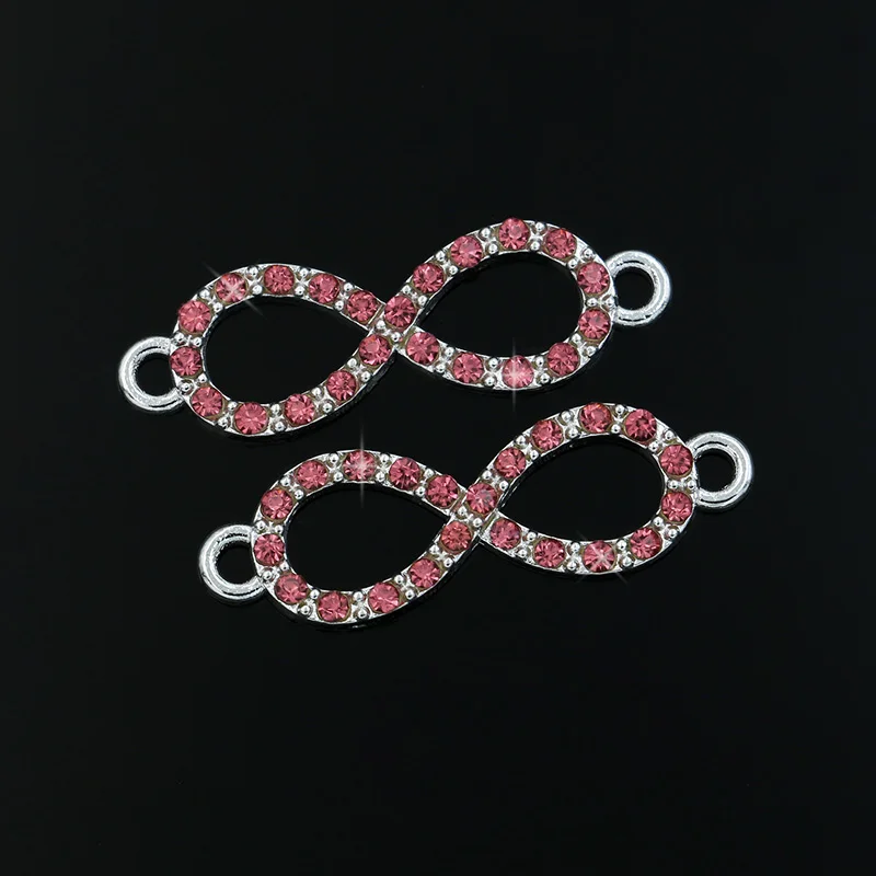 Посеребренные соединители JAKONGO с кристаллами Love Infinity для изготовления ювелирных