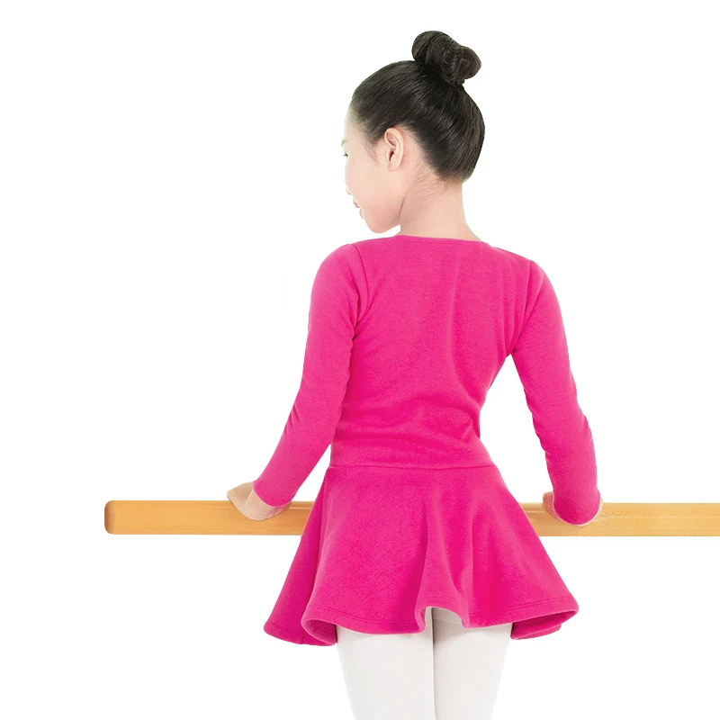 New Children Dance Clothing Plus Velvet Thickening Ballet Skirt Girls Practice Clothes Long-sleeve Dress | Тематическая одежда и