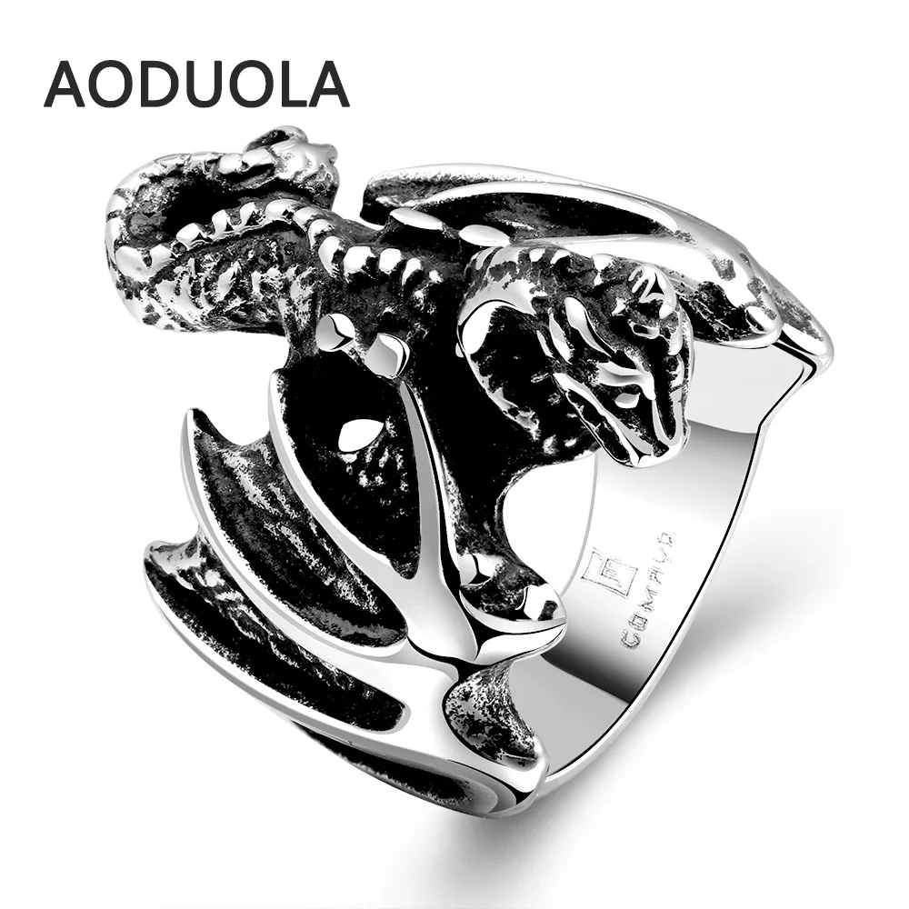 Кольцо Pterosaur мужское из нержавеющей стали в стиле панк винтажное байкерское