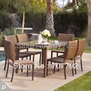 Всепогодный Плетеный обеденный комплект для патио 6 сидений|patio dining set|wicker patiowicker