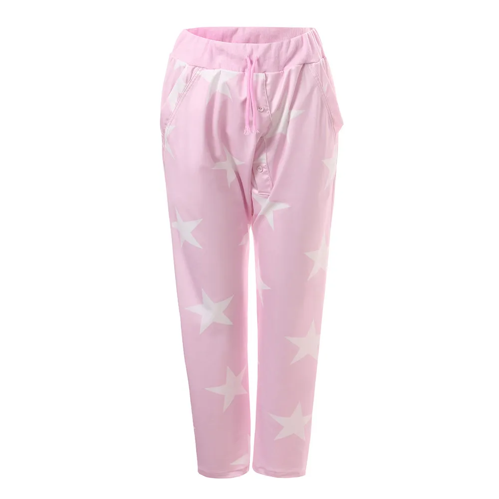Розовый Женские штаны с принтом страуса, повседневные, высокая талия, Ropa De Mujer Pantacourt Femme, корейская мода, Pantalon Militaire Femme N30 - Цвет: Розовый