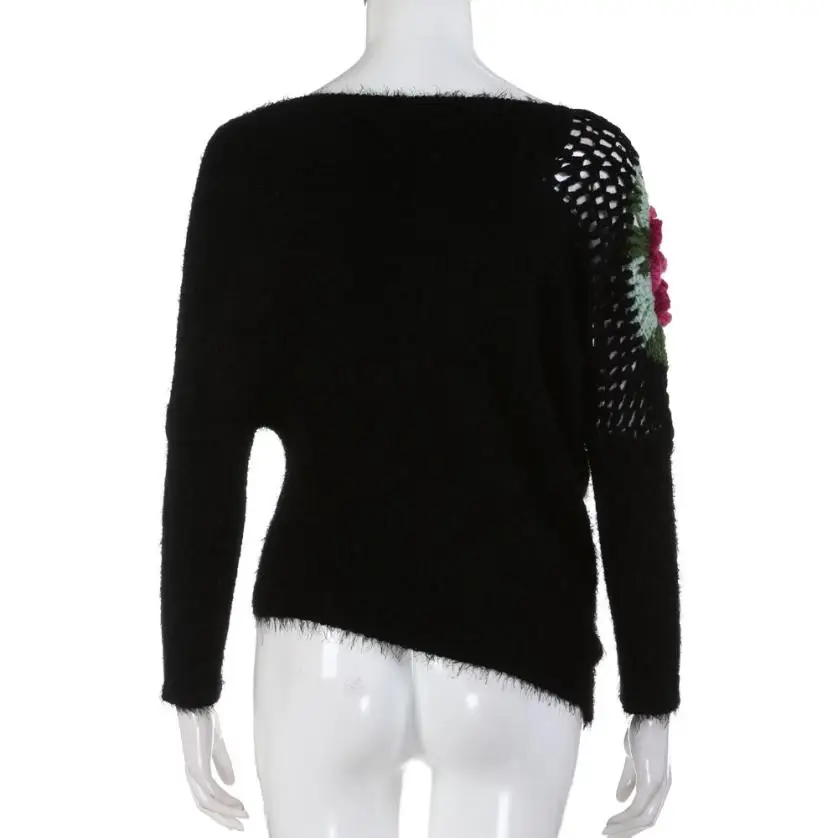 Womail Women Autumn Winter Pullovers Roses Hook Flowers Hollow Sweater Tops Blouse 2018 L30802 | Женская одежда