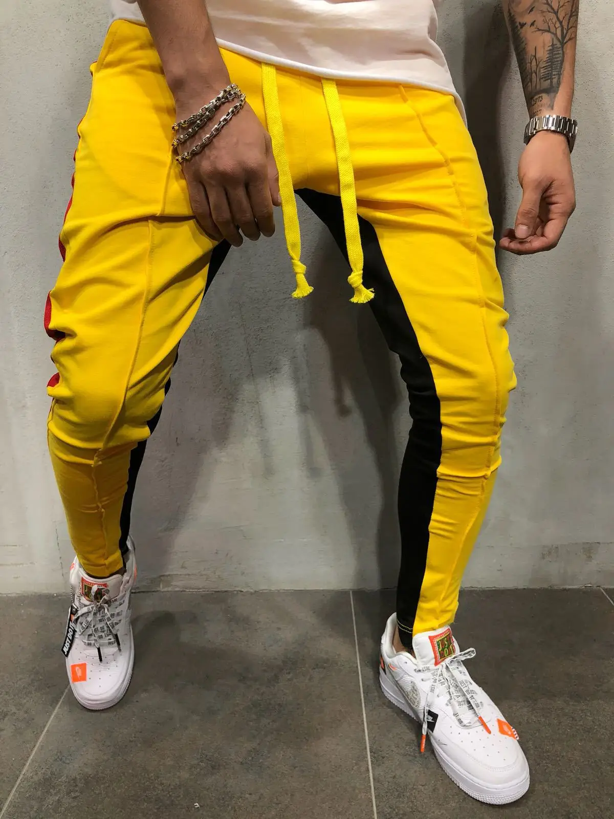 2018 Autumn New Men's Hip Hop Sweatpants Fitness Joggers Male Side Stripe High Street Long Trousers Harem Pants Sweatpant | Мужская