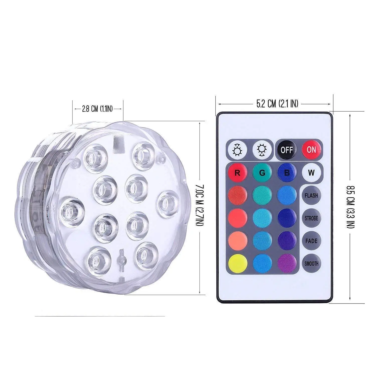 10 Led RGB погружной светильник с дистанционным управлением работающий от