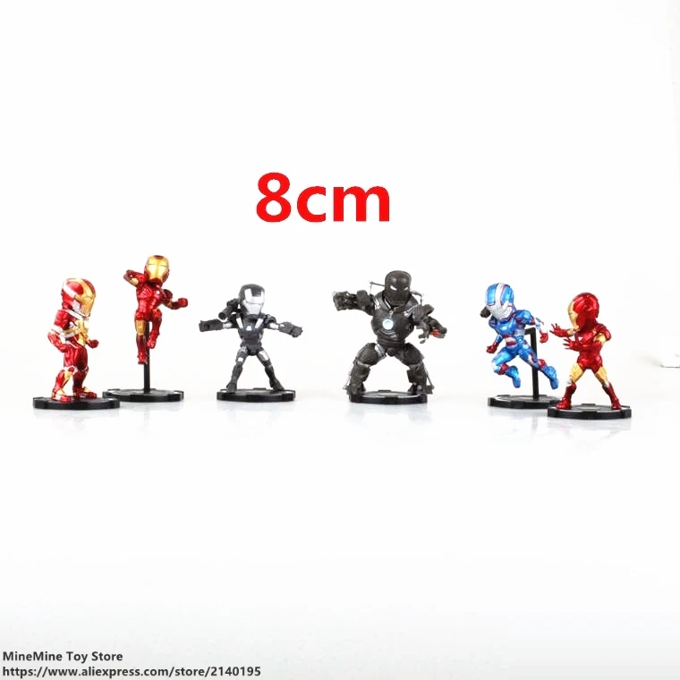 DISNEY Marvel Мстители 6 шт./компл. Железный человек 8 см фигурка аниме мини украшение
