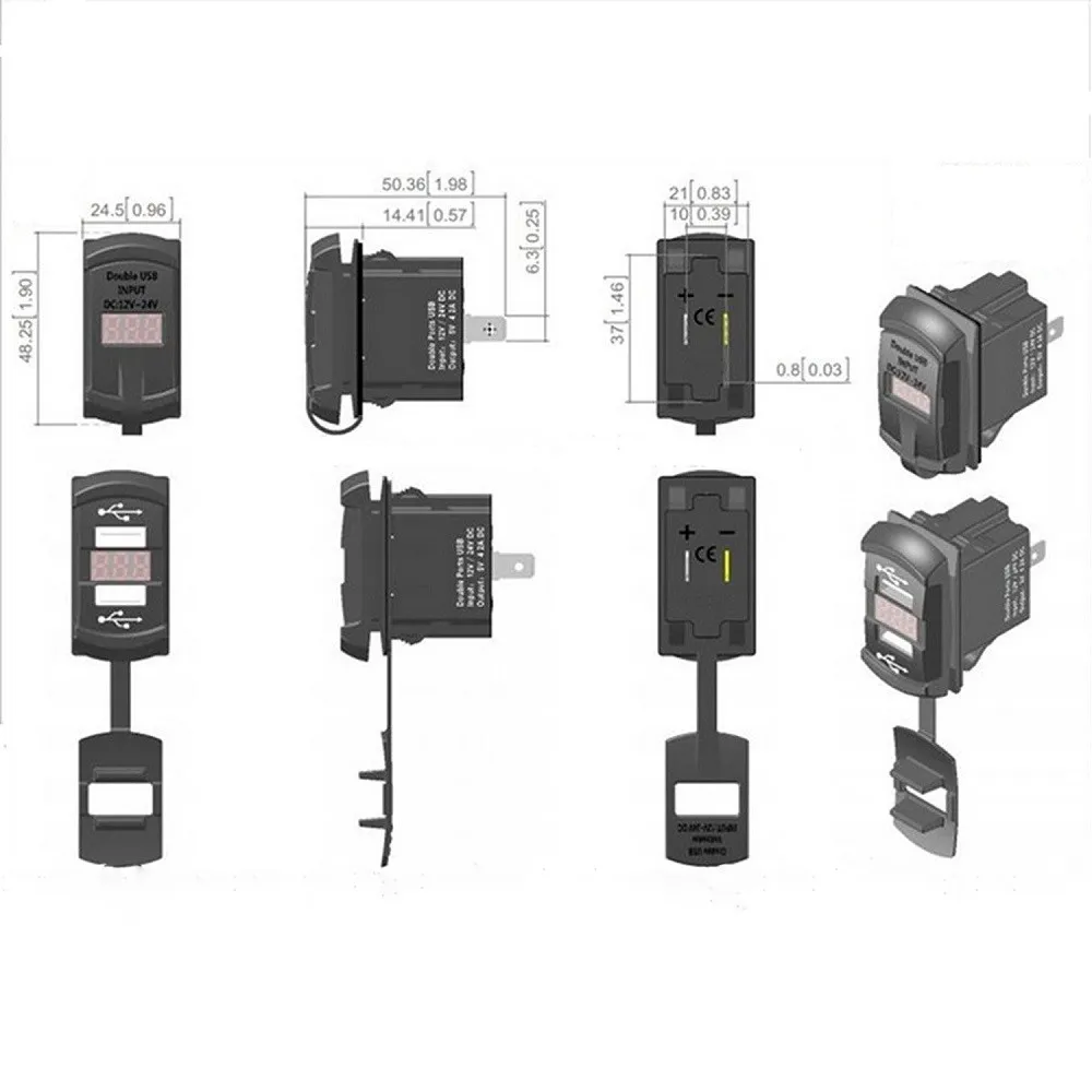 Универсальное Автомобильное Зарядное Устройство USB с Вольтметр Светодиод Dual
