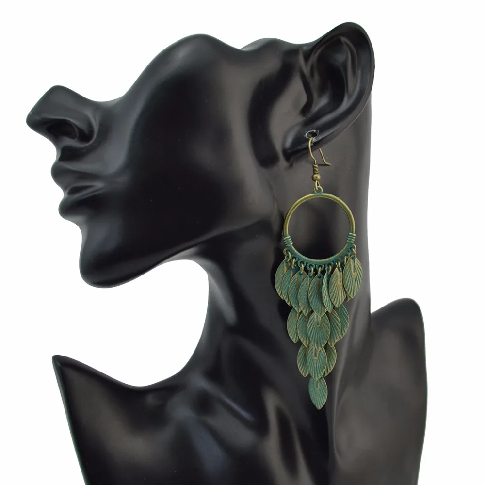 Тайские винтажные бронзовые висячие серьги с листьями для женщин богемные