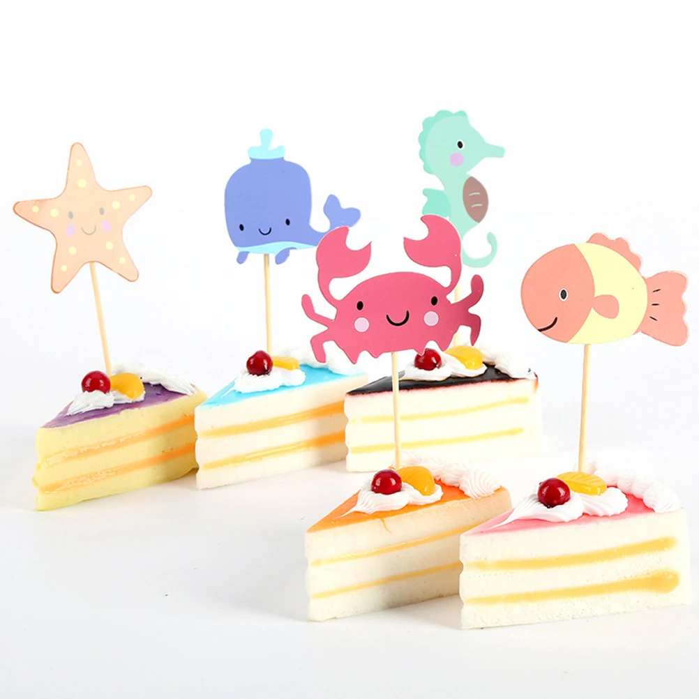 1 комплект милые морские животные торт Топпер декоративные Шпажки для еды