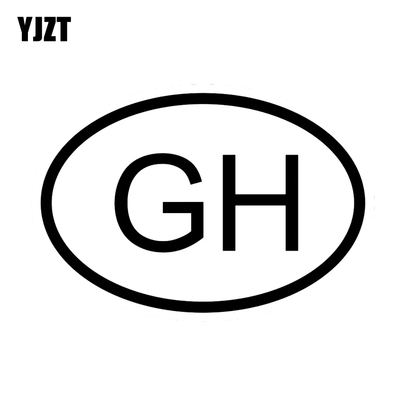 

YJZT 13,5 см * 9,1 см автомобиля стикер GH Гана код страны Овальный виниловые наклейки в виде Фотообоев c переводными картинками черный, серебристы...