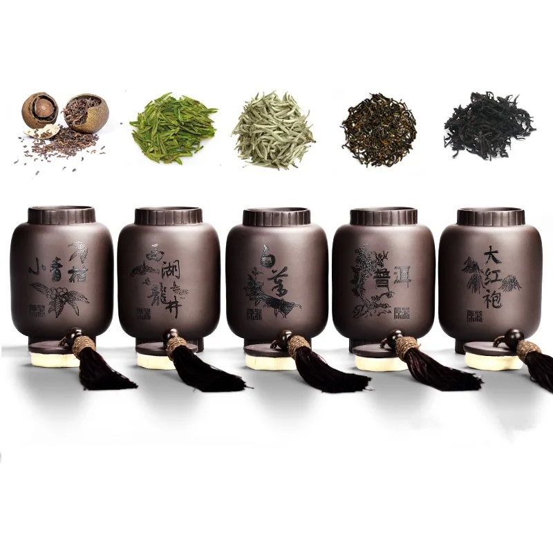 Традиционный китайский чай банку Еда контейнер с Ленточки украшения кофе сахар